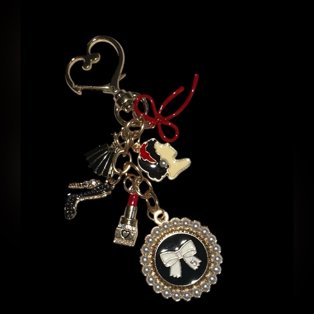Gold and Black Key Holder with Charms
